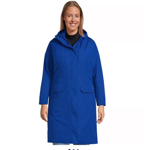 $249 Lands' End Petite Large Insulated Waterproof Rain Coat Travel Best Seller - Picture 1 of 15
